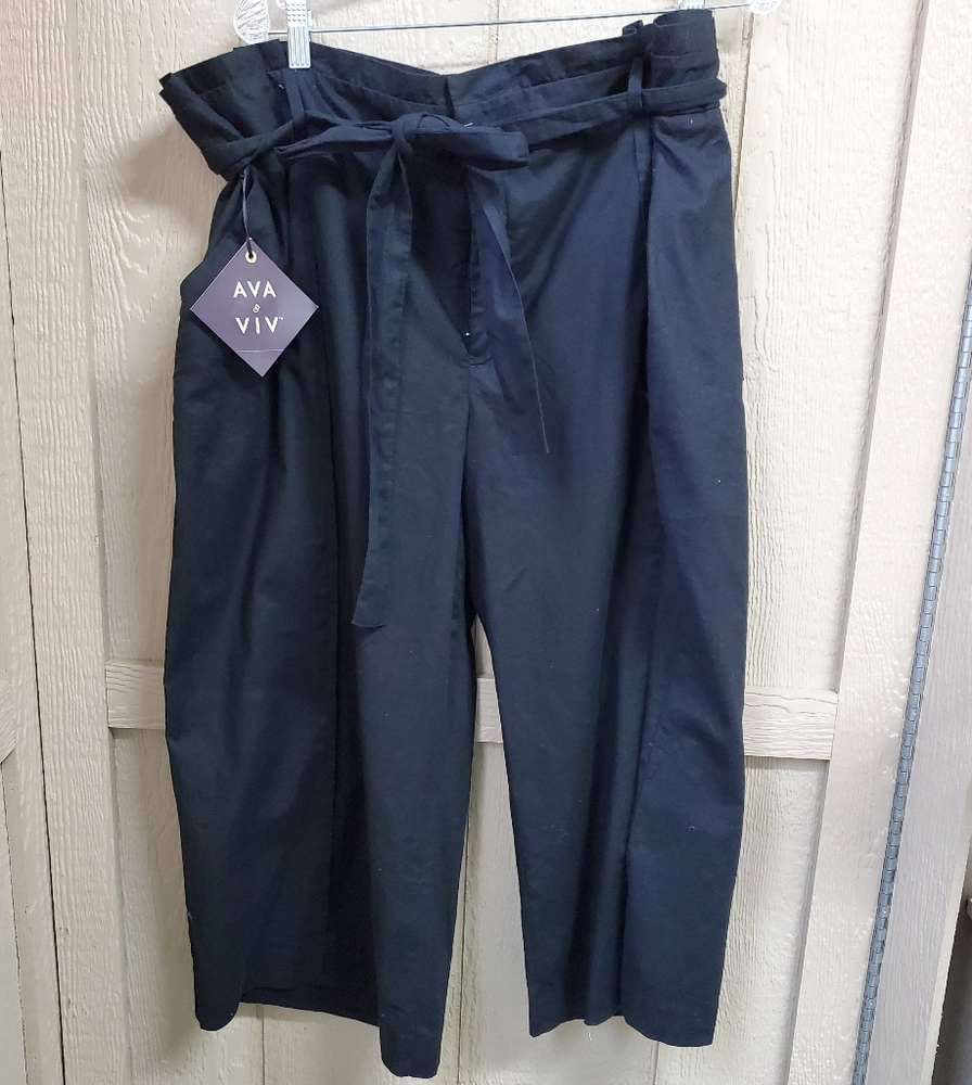 Ava & Viv Tie Front Cotton Linen Blnd High Rise An